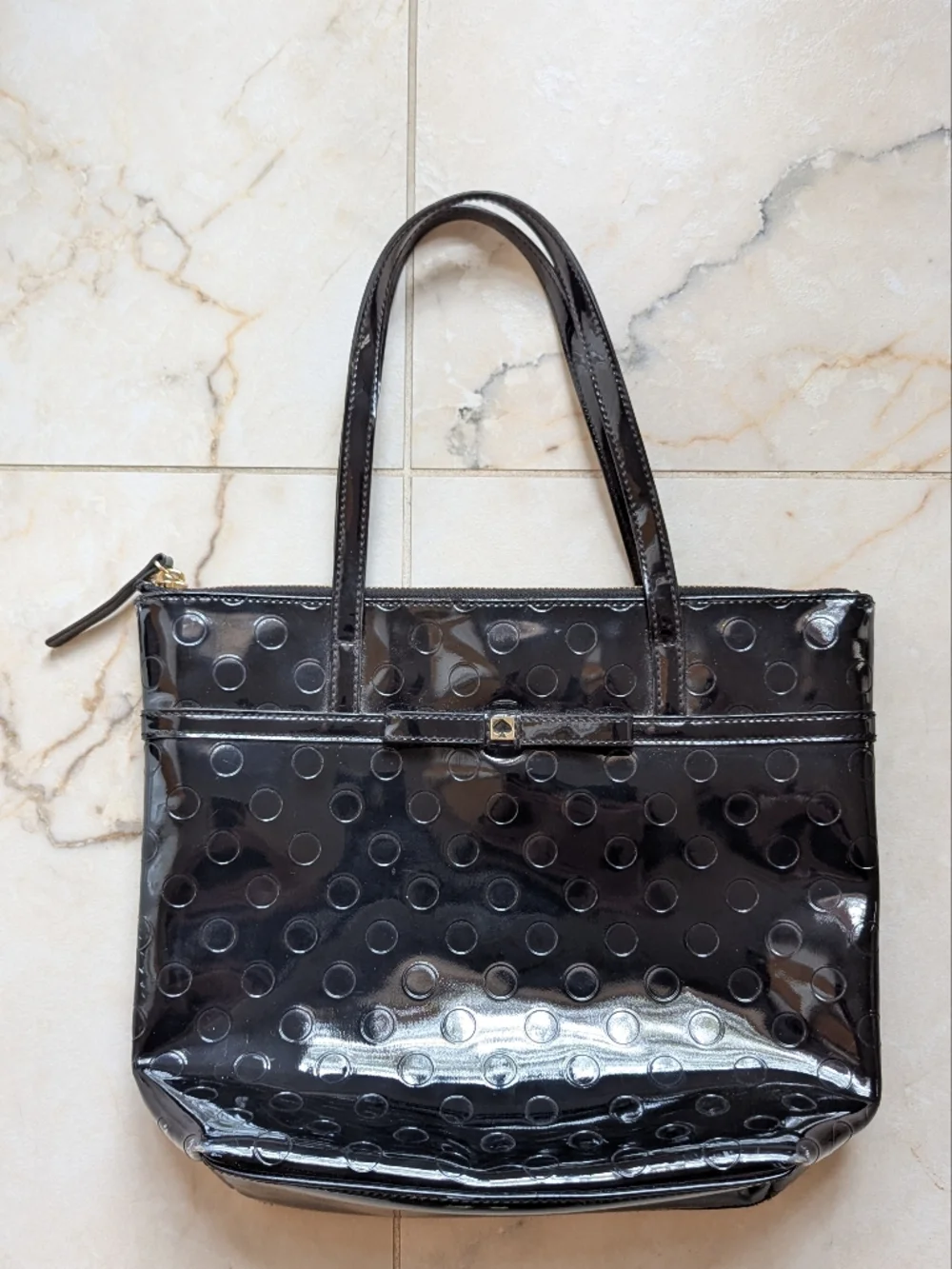 Kate Spade | Black Patent Jeralyn Camellia Street Shoulder Bag‎